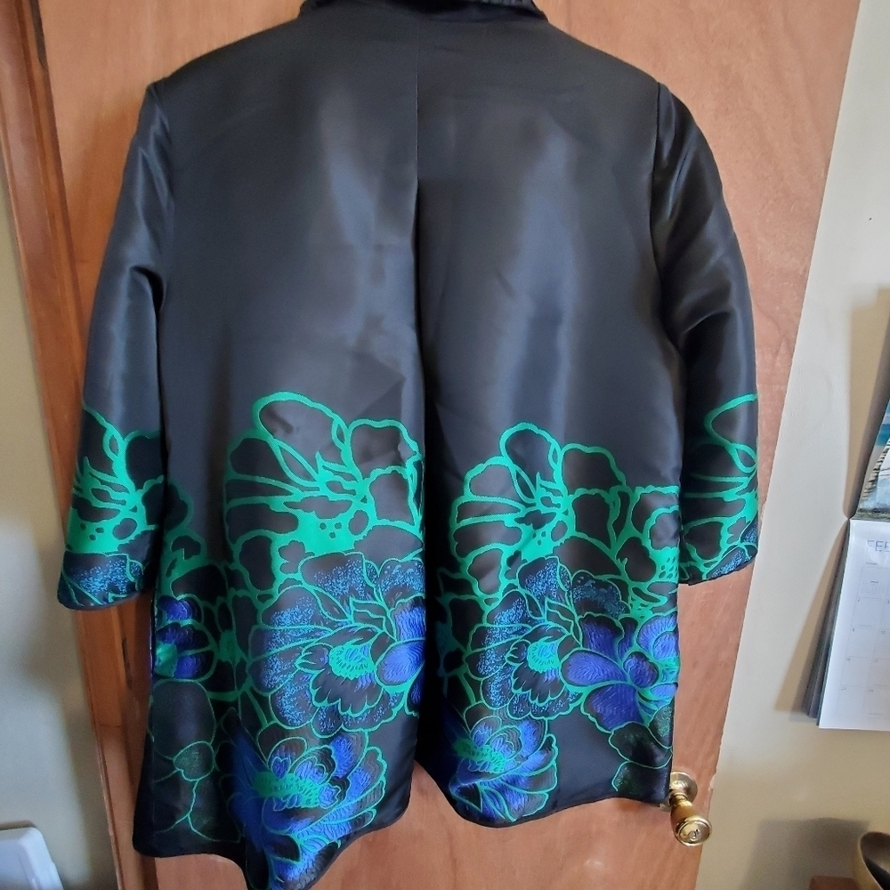 The Look (QVC). SZ XL. Black floral evening coat, party, 3/4 sleeves - Picture 7 of 10